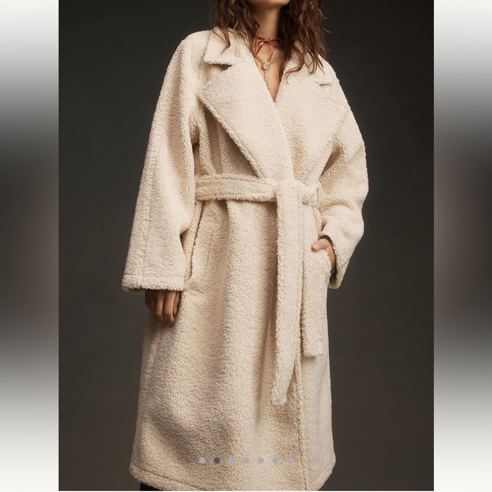 NWT Good American Sherpa fleece trench coat